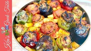 Stuffed Peppers and Eggplants  Low Carb Gemista Recipe  Ken Panagopoulos