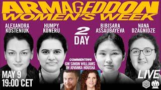 Alexandra Kosteniuk vs Humpy Koneru Bibisara Assaubayeva vs Nana Dzagnidze  Day 2 Armageddon