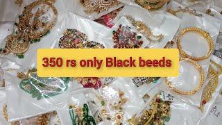 350rs black beeds restocked 1 gram gold beeds chains  necklace sets  earrings collection