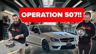 C63 CARNAGE cutting open the MCT WET CLUTCH Mercedes Edition 507 c63 under the grinder