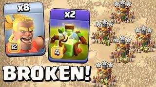 This Attack is Broken 8 Barbarian Kickers + 2 Overgrowth Spell 3 Stars War Attack Strategy - Coc