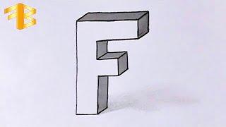 How to Draw 3d Letter F  3d letters drawing letter f 3d block letters 3d how to draw 3d letters