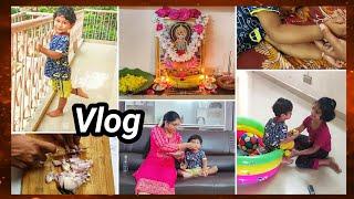 #Vlog మొదటి శ్రావణ శుక్రవారం vlog  ఆద్విక్ బుజ్జి బుజ్జి అల్లరి  Divya Vlogs in Telugu