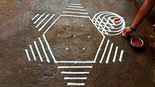 Aadi kiruthigai simple padi kolam5*3 aadivelli special kolamvaralakshmi virtham Beautiful rangoli