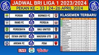 Jadwal Bri Liga 1 Pekan ke 33 -jadwal Liga 1 2024 Terbaru Hari ini- Persib vs Borneo - live indosiar