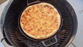 BBQ Pizza on the BBQ using the Lodge Cast Iron Baking Sheet