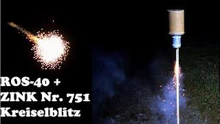 ROS 40 Rakete ZINK Kreiselblitz Nr.751 + Rote Sterne Silvester 20222023 4K