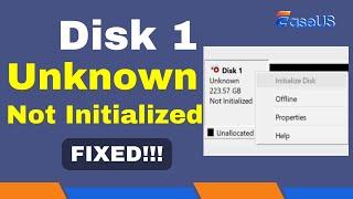 How to Fix Disk 1 Unknown Not Initialized Issue Solved