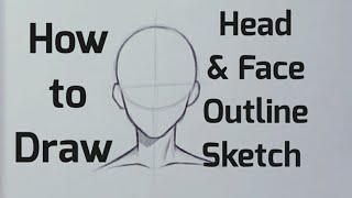 How to draw Head & Face Outline sketch  Head Face drawing tutorial for beginners step by step