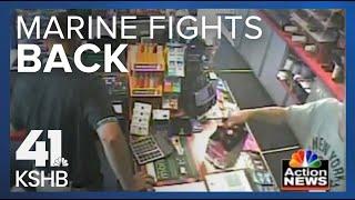 Man robs BP station former Marine fights back