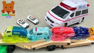 Ambulance & Police Cars Rescue Cars in Slimes & 4 Car Stories【Kumas Bear Kids】