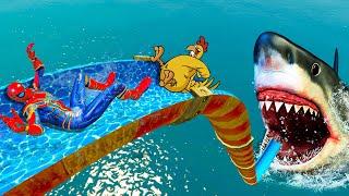 GIANT WaterSlide GTA 5 Giant Chicken from Family Guy Spiderman Ragdoll Ep 104 #waterslide #ragdoll