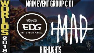 Highlights Worlds 2018  EDG vs MAD - Group C Day 1  Edward Gaming vs MAD Team