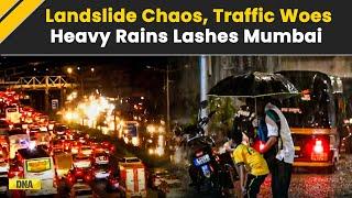 Mumbai Rain Heavy Downpour Triggers Landslide Expressway Traffic Chaos Amid Red Alert