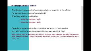 Thermodynamics of Solution Part 1