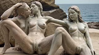 Art beautiful women statues to be on the beach
