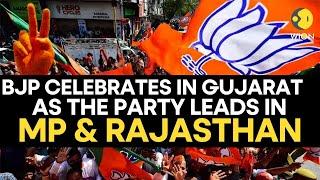 Elections Result 2023 BJP workers celebrate in Gujarat as the party leads in MP & Rajasthan I WION