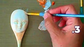 How to paint a paperclay Doll Face  Art Dolls Fairy Queen 03 AyalaArt