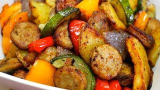 CRISPY YUMMY Air Fryer Sausage Potatoes and Vegetables  Air Fryer Recipes