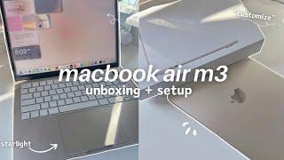 MACBOOK AIR M3 UNBOXING & SETUP *starlight* aesthetic customization