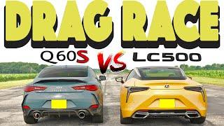 2023 Lexus LC500 vs Infiniti Q60 Red Sport the result may shock you. Drag and Roll Race.