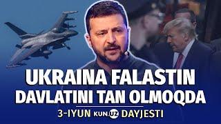 Falastinni tan olayotgan Ukraina va Baydenning otashkesim kelishuvi — 3-iyun dayjesti