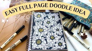 How to draw a full page floral design - Beginner friendly