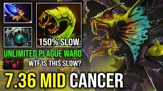 NEW 7.36 MID CANCER Unlimited Plague Ward 150% Poison Slow DPS Solo Mid Venomancer Carry Dota 2