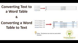 Word Convert to from Table