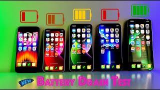 2022 iPhone Battery Drain Test ft. NEW iPhone SE Gen 3  Mini vs iPhone 13 vs 13 Pro vs 13 Pro Max