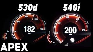 2017 BMW 540i vs. 530d G30 - Acceleration Sound 0-100 0-200 kmh  APEX