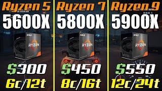 Ryzen 5 5600X vs. Ryzen 7 5800X vs. Ryzen 9 5900X  Test with RTX 3080