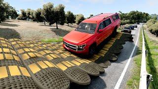 Cars vs weird Speed bumps - beamng drive  beamng-cars TV