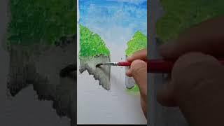 tutorial air terjun  water color painting tutorial