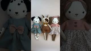 Handmade dog dolls made with my sewing pattern #sewingpattern #handmadedoll #sewing #sewingtutorial