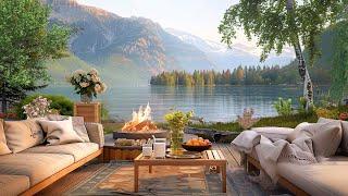 Morning Lakeside Ambience with Nature Sounds and Relaxing Campfire to Relax Study