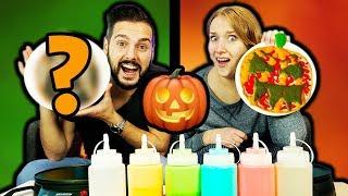 PANCAKE ART CHALLENGE Halloween Edition -Nina VS Kaan -Wer kann mit Pfannkuchenteig am besten malen?