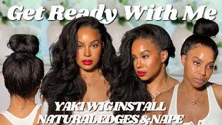 GRWM  *NATURAL HAIRLINE & NAPE* YAKI STRAIGHT WIG INSTALL +MAKEUP+HOME BUYING CHAT  XRSBEAUTYHAIR