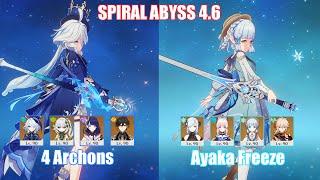 4 Archons & C0 Ayaka Freeze  Spiral Abyss 4.6  Genshin Impact