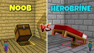 NOOB VS HEROBRİNE Gizli ev yapmak - Minecraft