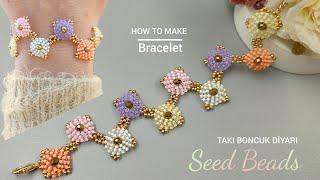 Zikzak şekilli kum boncuk bileklik yapımı.Zigzag beaded bracelet with seed beads.Howto make jewelry