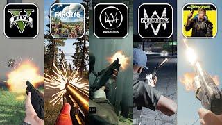 GTA 5 vs Far Cry 5 vs Watch Dogs vs Watch Dogs 2 vs Cyberpunk 2077  Guns Shooting Comparison  PK