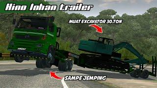 MOD TRUCK HINO LOHAN TRAILER BUSSID  REAL TRANSMISI TARIKAN BERAT MUAT EXCAVATOR