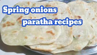 රාත්‍රි කෑමට ලූණු කොල මිශ්‍ර පරාටා  spring onions paratha recipedinner recipeparatha recipeපරාටා