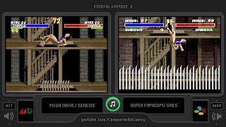 Mortal kombat 3 Sega Genesis vs Snes All Stage Fatalities Comparison Side by Side