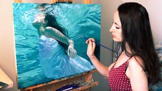 I painted an underwater scene it took 26 hours  Oil Painting Time Lapse  Realistic Water