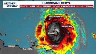 Meteorologist Kim Castro has the latest track for Cat. 4 Hurricane Beryl