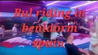 This is benidorm Spain  people enjoy on bull riding  English girls enjoy in clubs disco and bars