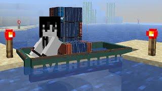 evergreen cargo ship gets unstuck from suez canal in minecraft