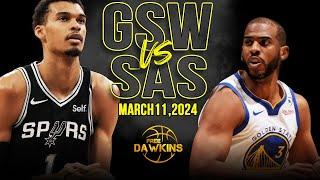 Golden State Warriors vs San Antonio Spurs Full Game Highlights  March 11 2024  FreeDawkins